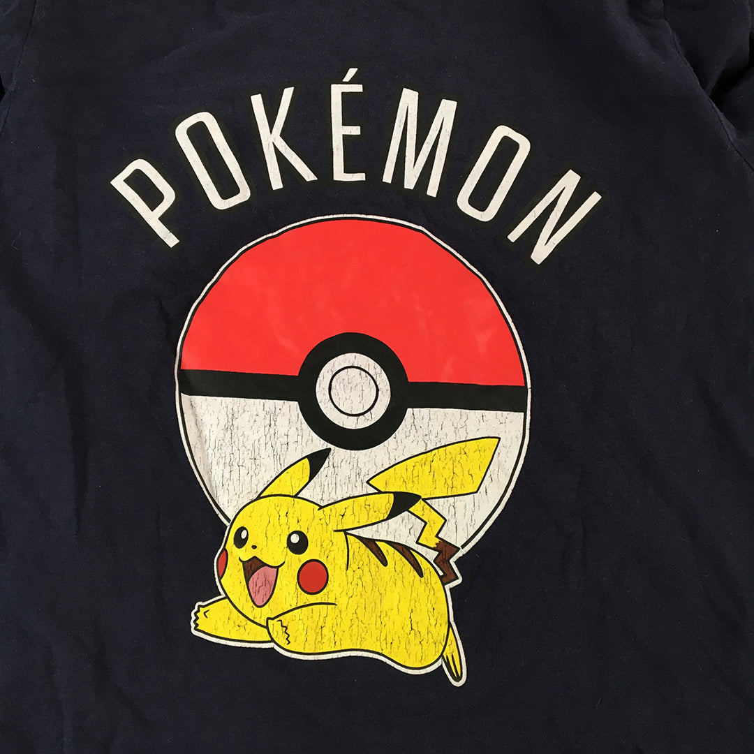 Pokemon Kids Boys T-Shirt Size 14 Blue Pokeball Pikachu Short Sleeve Top