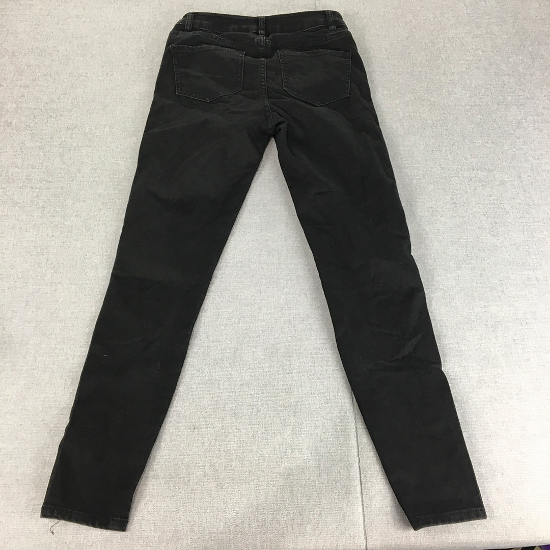 Witchery Womens Skinny Jeans Size 4 Black Dark Wash Stretch Denim