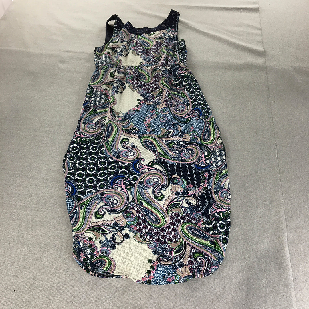 Valleygirl Womens Dress Size 12 Blue Paisley Sleeveless Midi