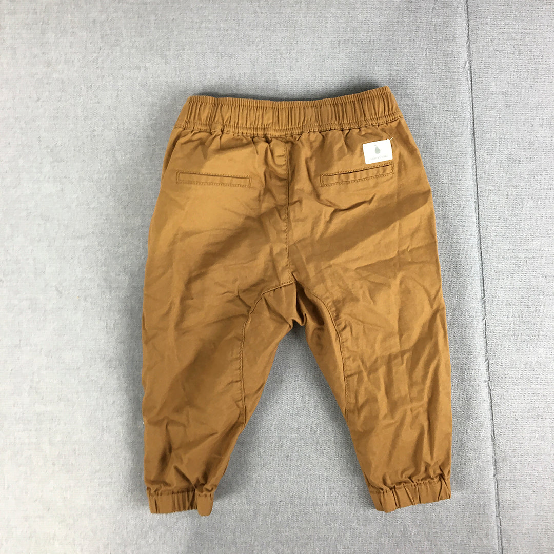 Country Road Baby Boys Pants Size 12 - 18 Months Brown Drawstring Pockets