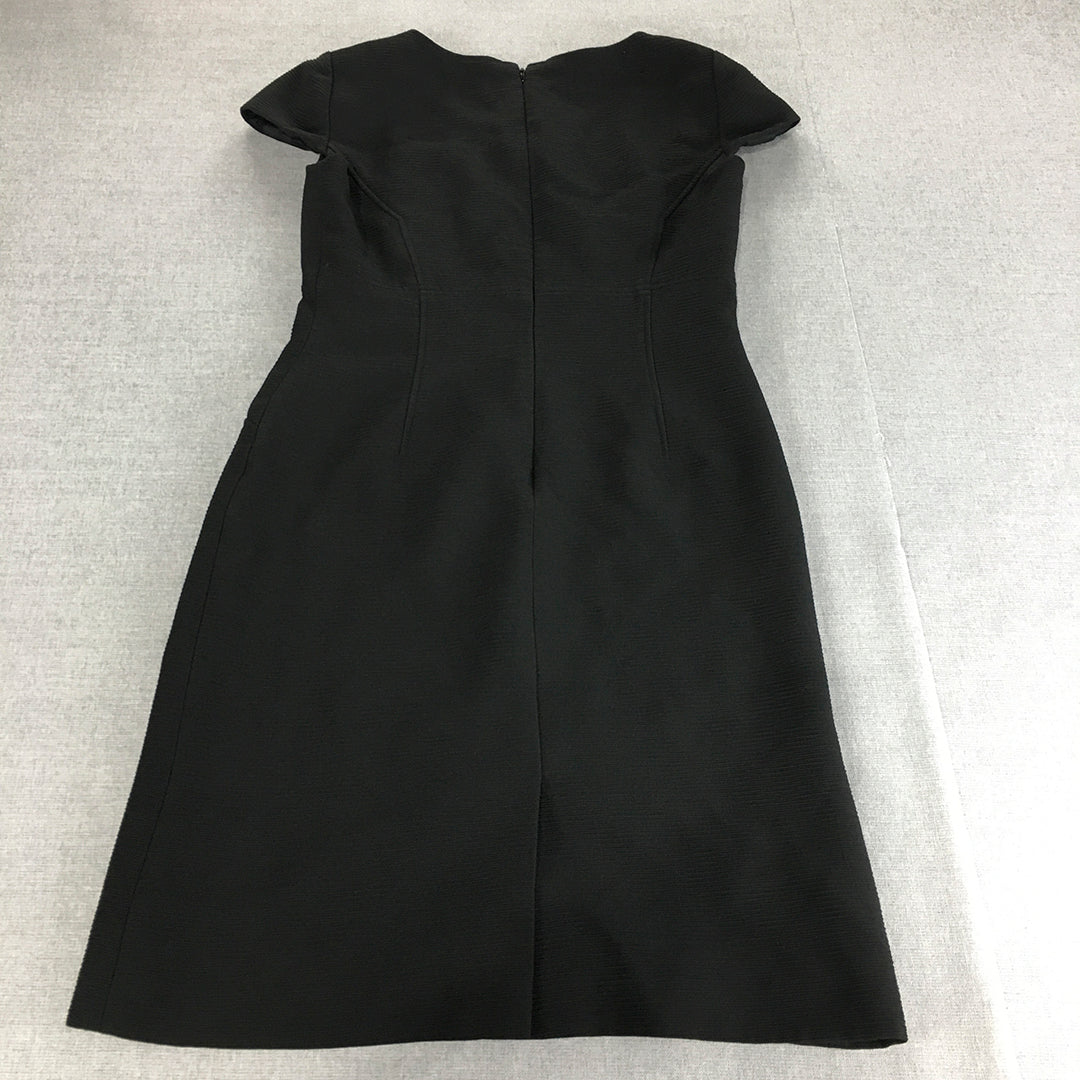 Tahari Arthur S Levine Womens Pencil Dress Size 6 Black Mini Short Sleeve