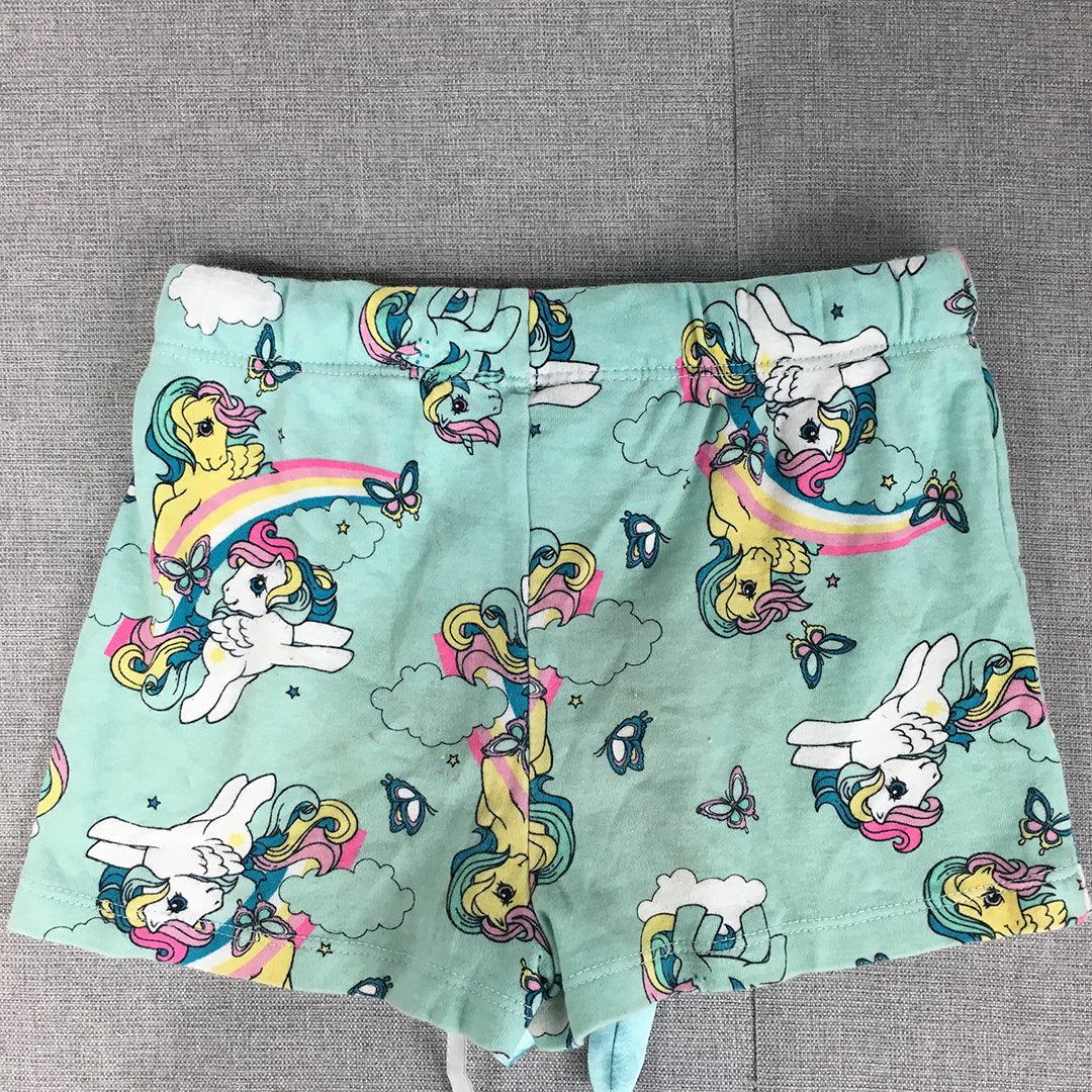 My Little Pony Kids Girls Shorts Size 5 Blue Drawstring Elastic Waist