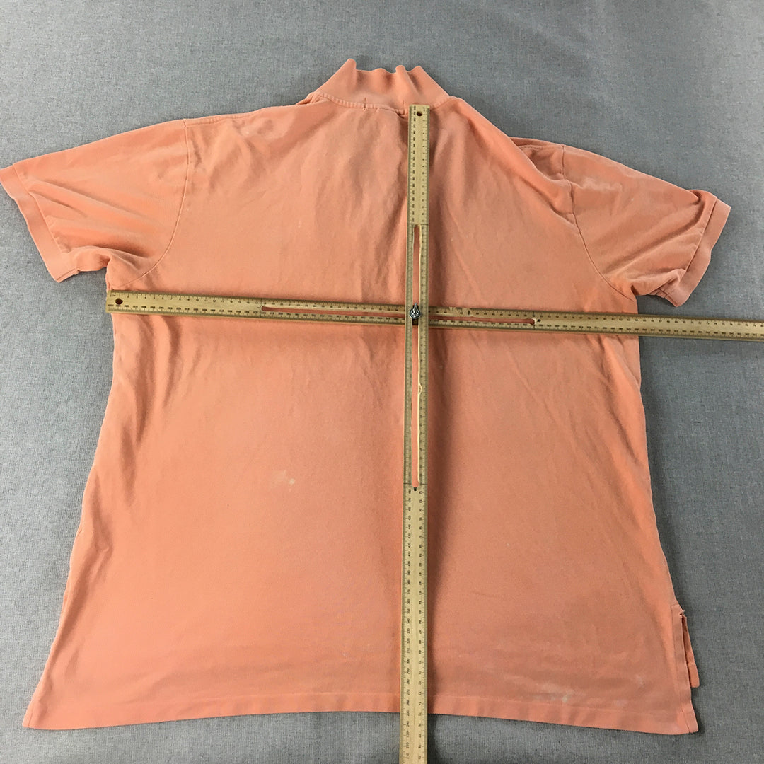 Polo Ralph Lauren Mens Shirt Size XL Peach Pink Green Logo Collared Rugby