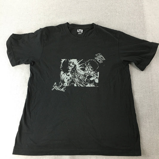 UNIQLO Manga UT Riki Ishi Yobuki Black Short Sleeve Graphic T-Shirt Size M