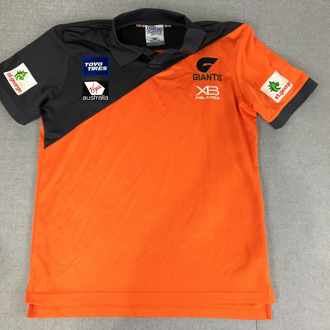 GWS Giants Mens Polo Shirt Size S Orange AFL Football Short Sleeve Collared