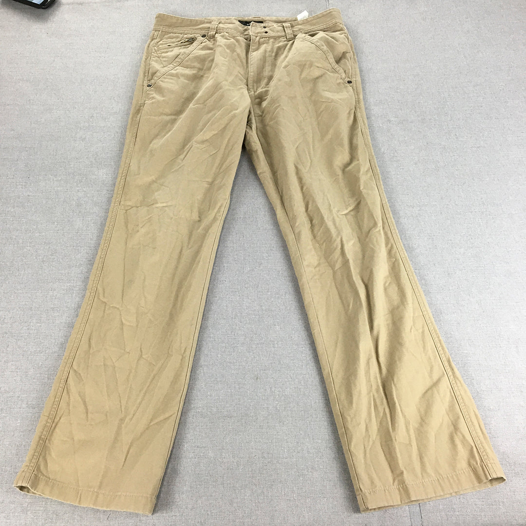 Bossini Mens Chino Pants Size 34 Brown Pockets Straight Trousers