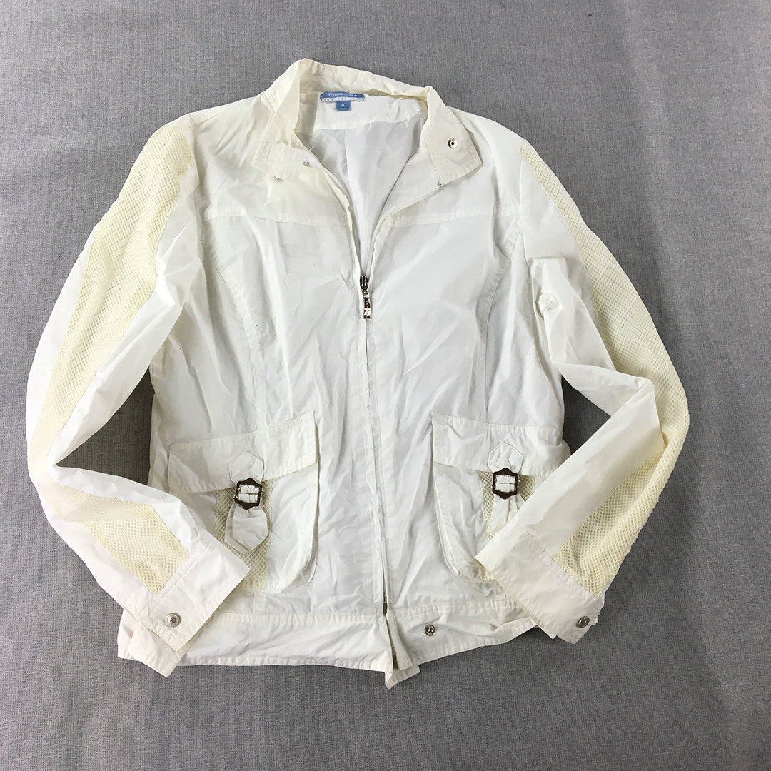 Nedoda Womens Jacket Size XL White Zip- Up Pockets Windbreaker Coat