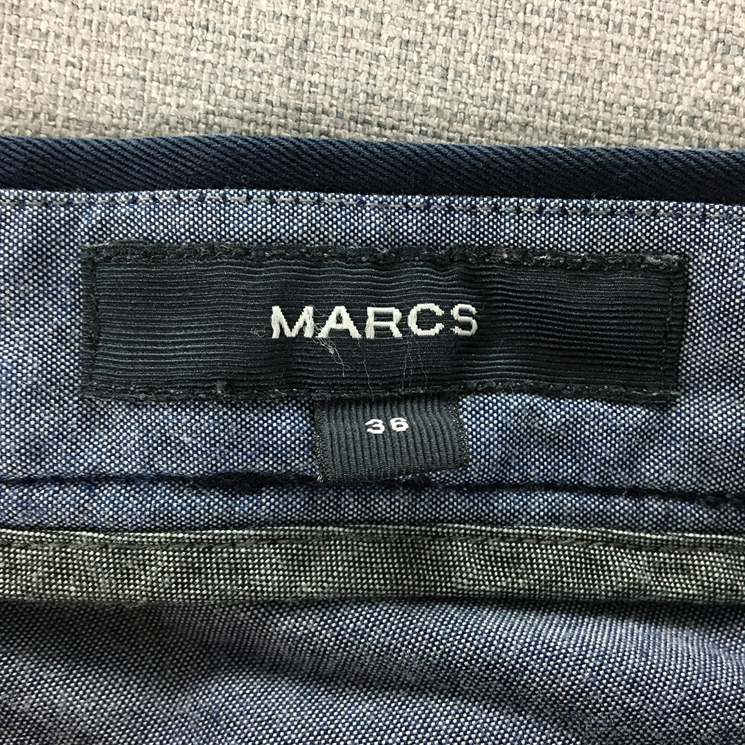 Marcs Mens Chino Pants Size 38 Navy Blue Pockets Slim Fit Trouser