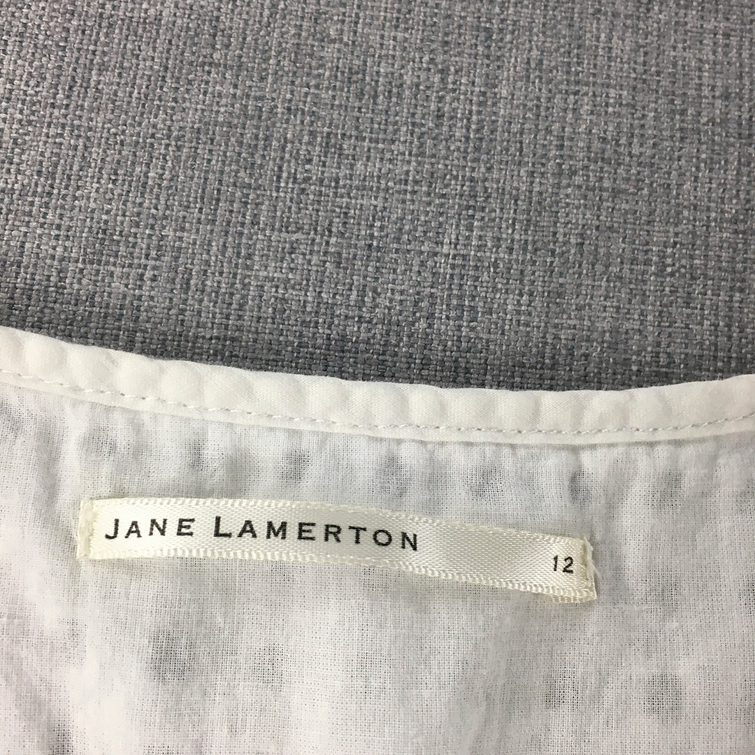 Jane Lamerton Womens Mini Dress Size 12 White Embroidered Short Sleeve A-Line