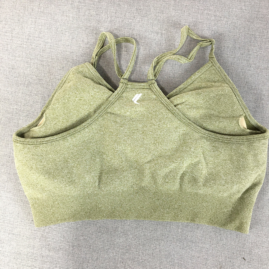 Oner Active Womens Cropped Top Size S Khaki Green Sports Bra