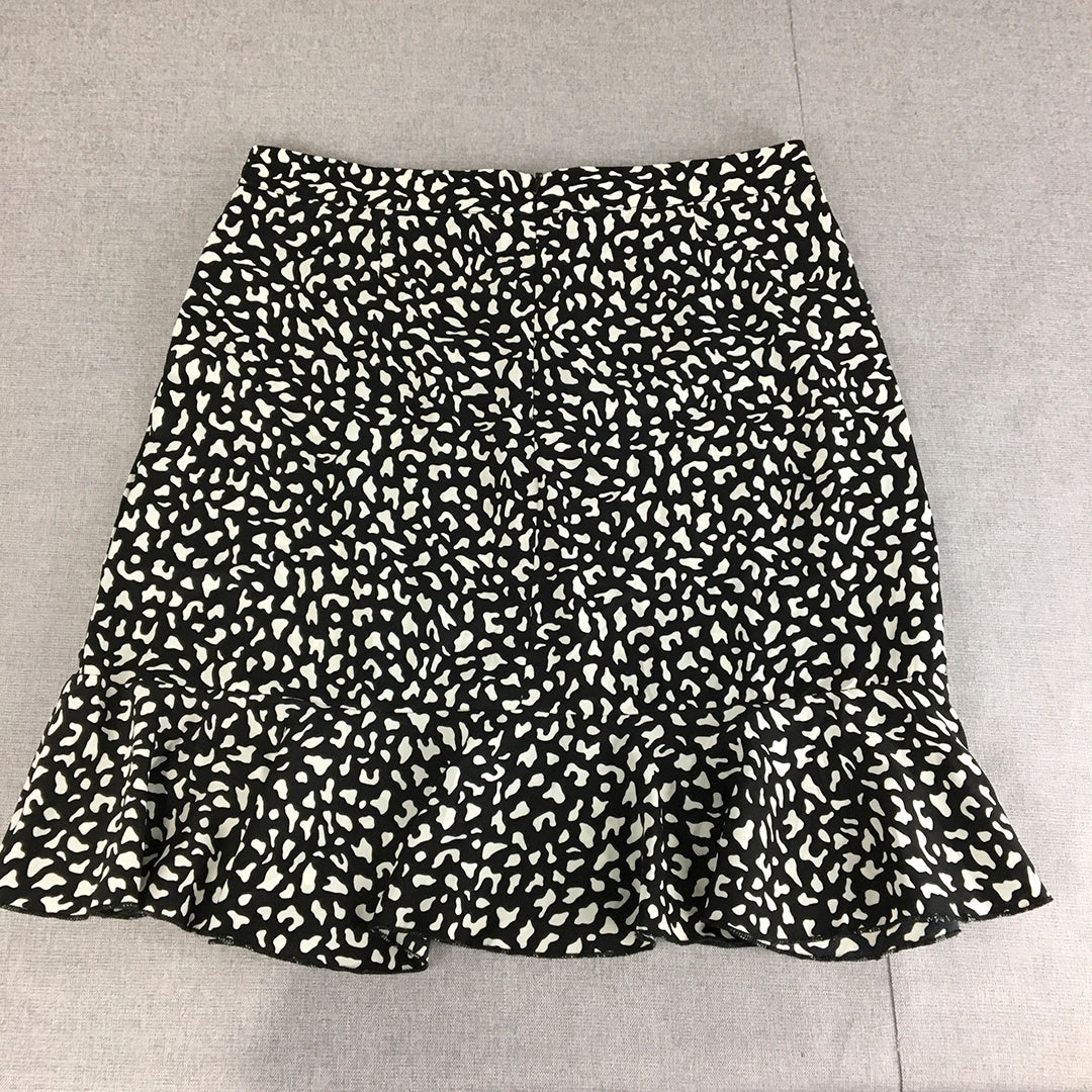 Atmos & Here Womens Mini Skirt Size 14 Black Dot A-Line