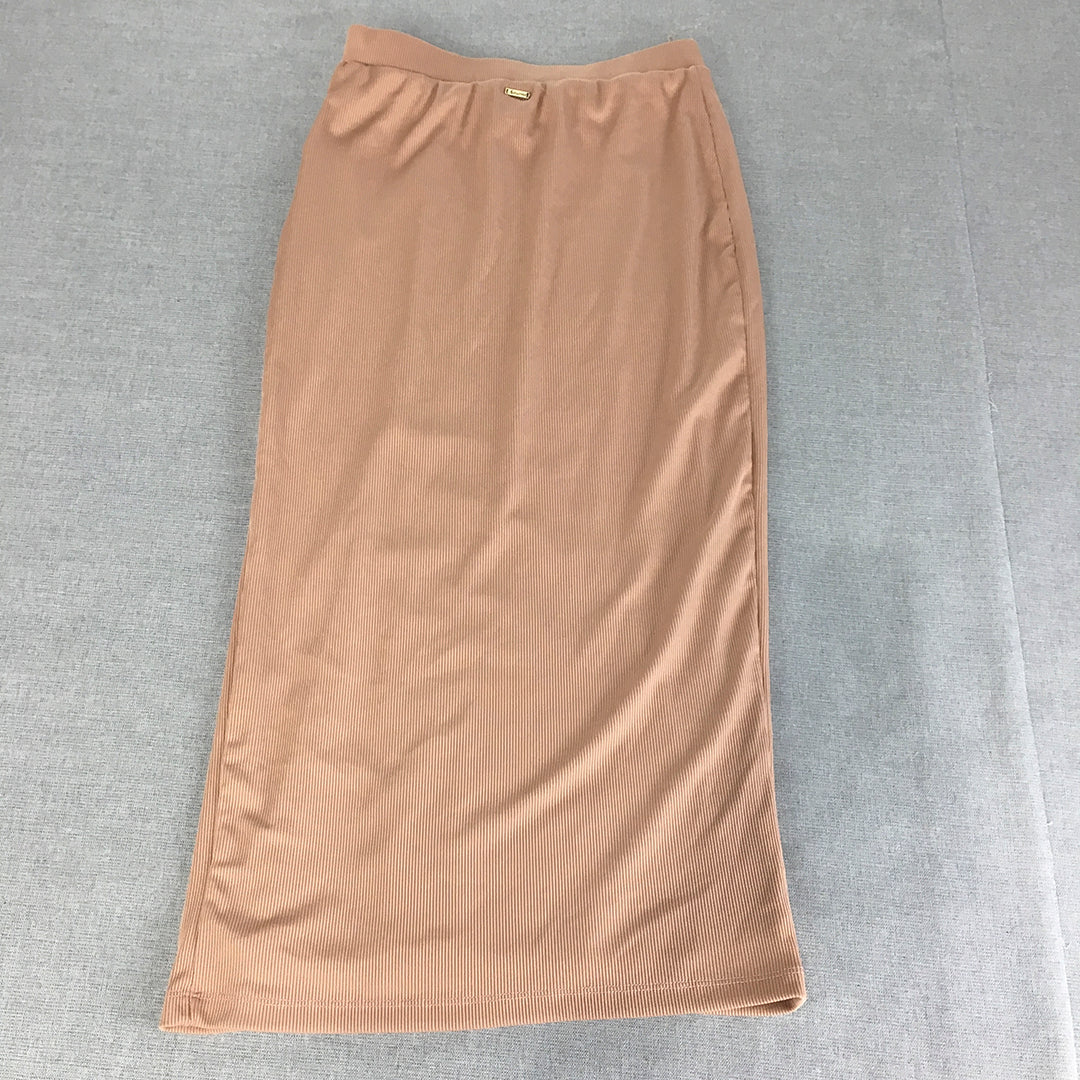 Ava & Ever Womens Skirt Size 10 Pink Straight Side Slit Elastic Waist