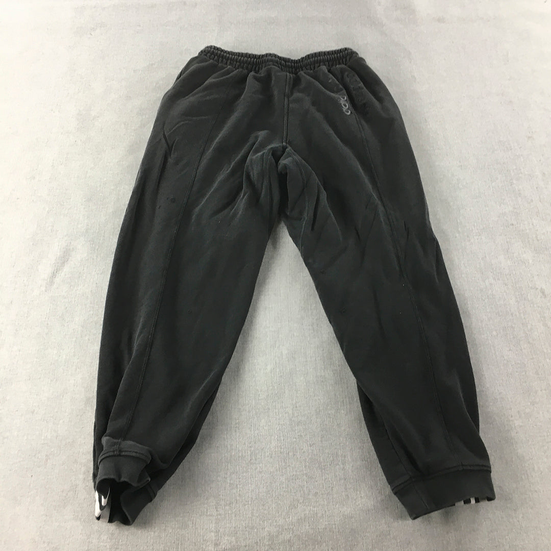 Adidas Womens Tracksuit Pants Size 12 Black Logo Drawstring Jogger