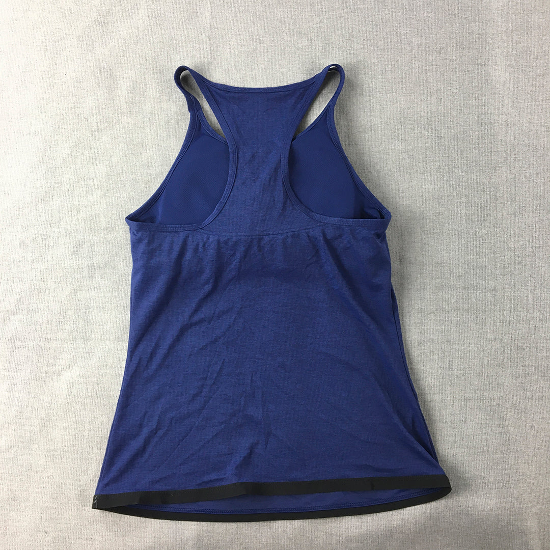 Adidas Womens Tank Top Size S Blue Logo Sleeveless Activewear Shirt Climachill