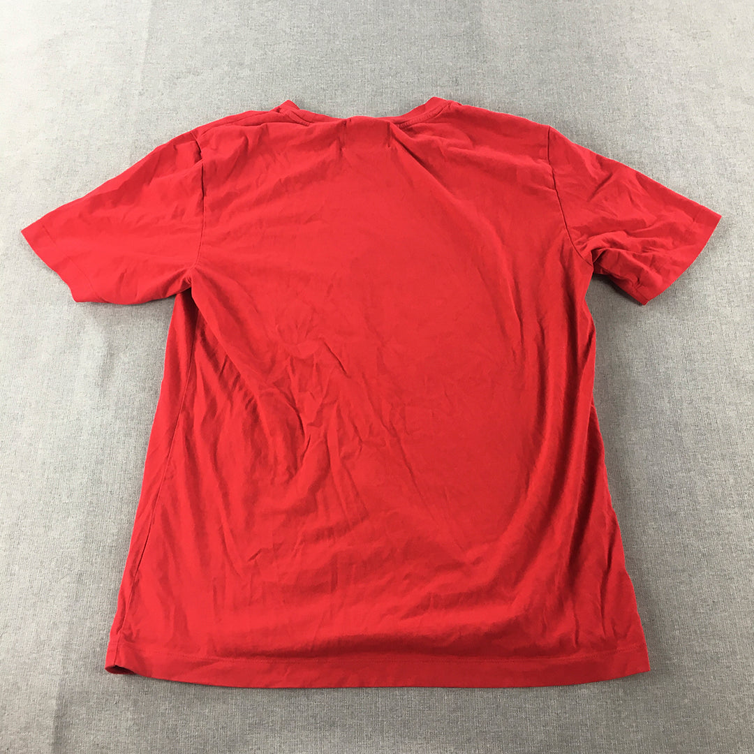 Calvin Klein Womens T-Shirt Size M Red Big Logo Short Sleeve Top