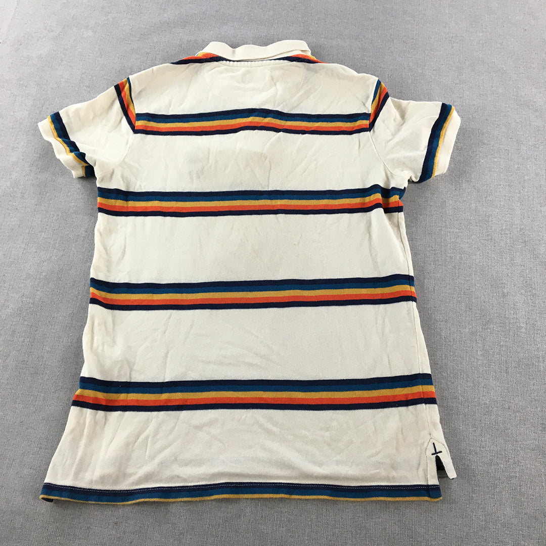 U.S. Polo Assn Kids Boys Shirt Youth Size L (10 - 12 Years) White Striped Rugby