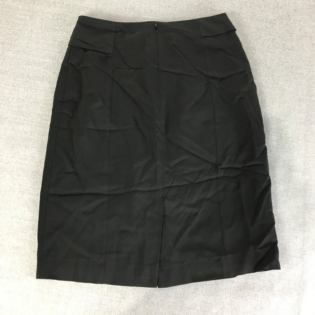 Veronika Maine Womens Wool Skirt Size 8 Black Pencil Straight