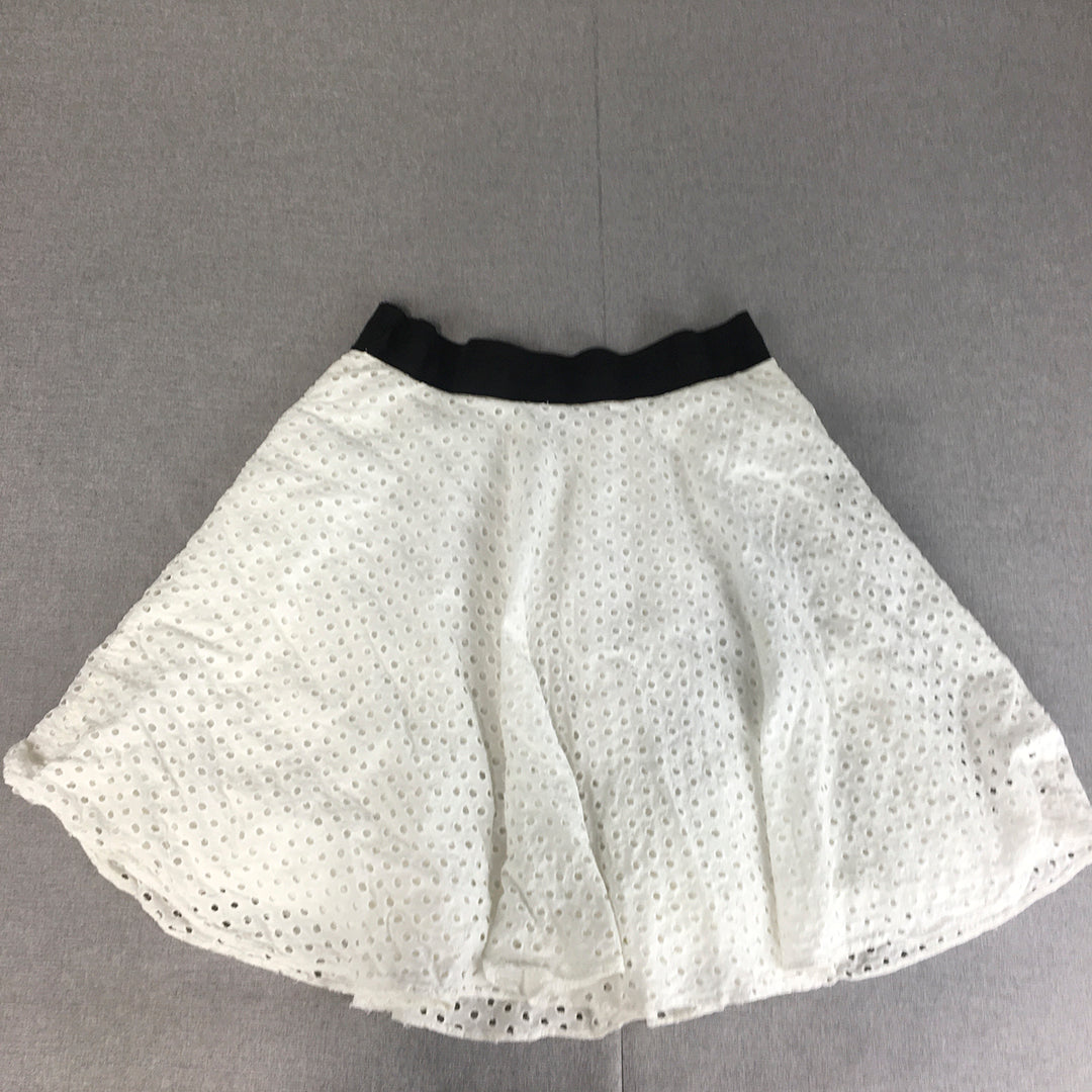 Code Womens Mini Skirt Size 30 White Elastic Waist A-Line