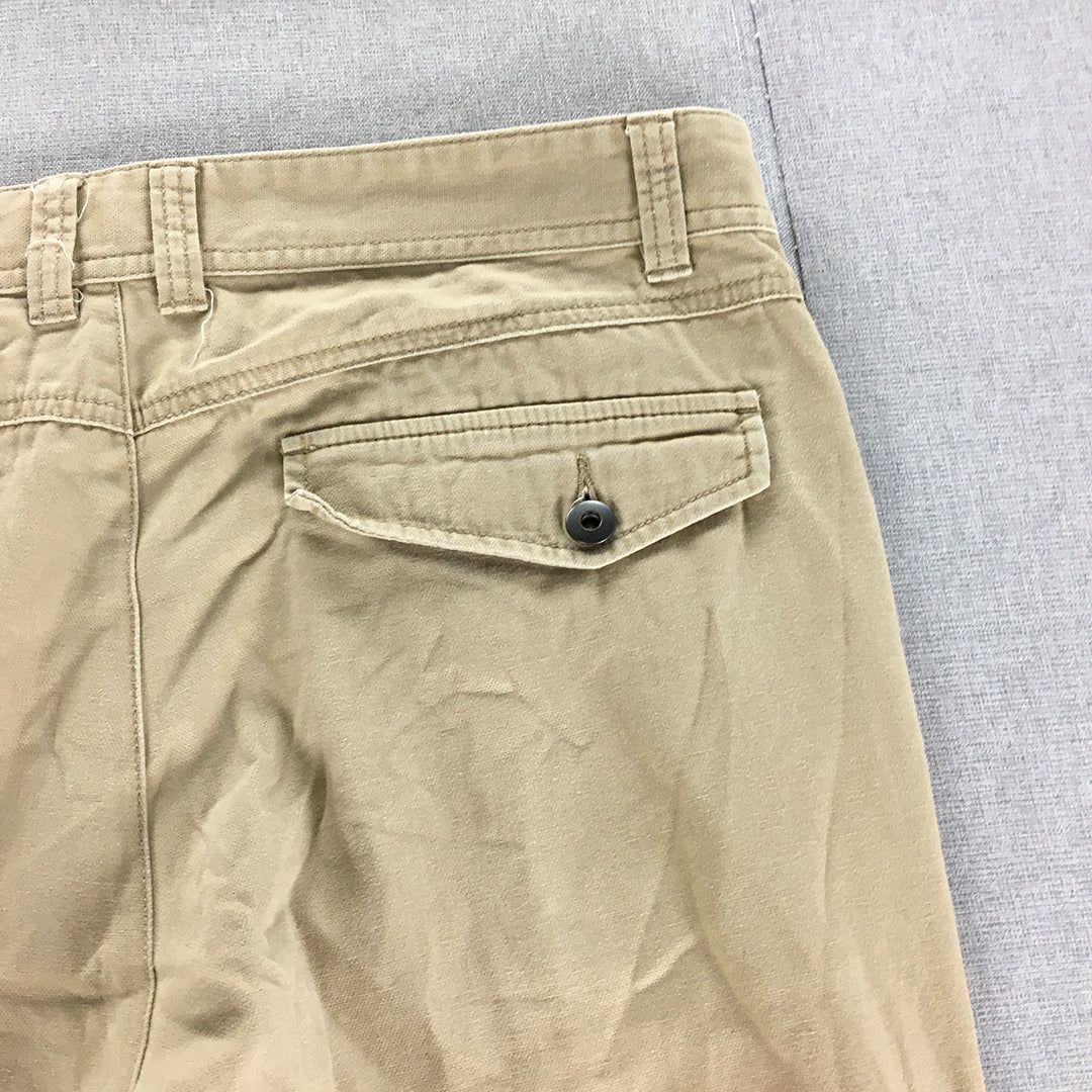 Bossini Mens Chino Pants Size 34 Brown Pockets Straight Trousers