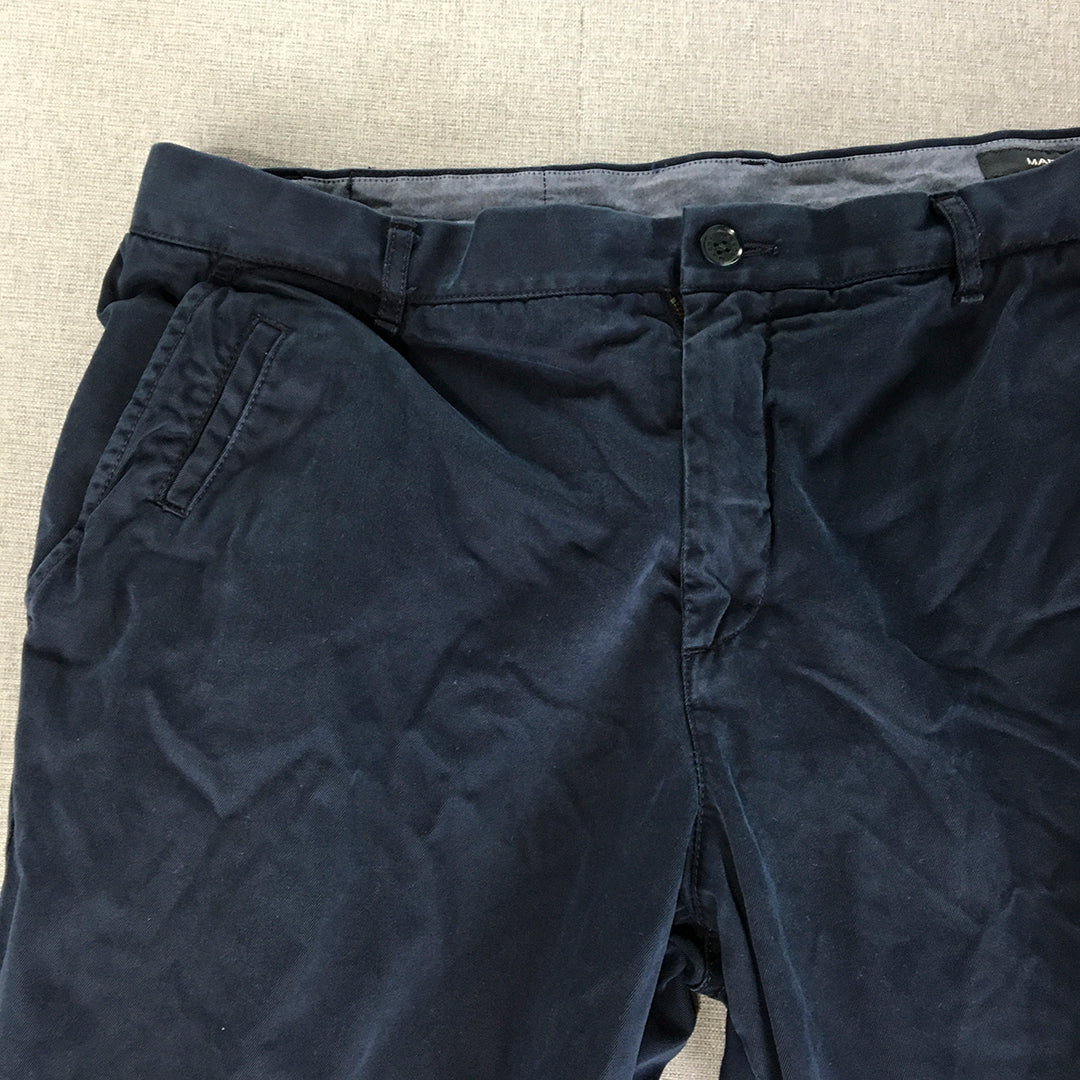 Marcs Mens Chino Pants Size 38 Navy Blue Pockets Slim Fit Trouser