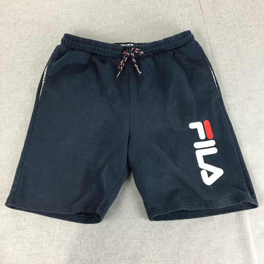 FILA Mens Shorts Size M Navy Blue Big Logo Pockets Drawstring