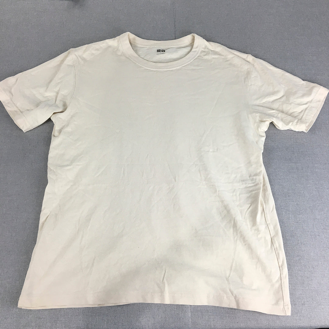 Uniqlo U Mens T-Shirt Size L White Crew Neck Short Sleeve Tee