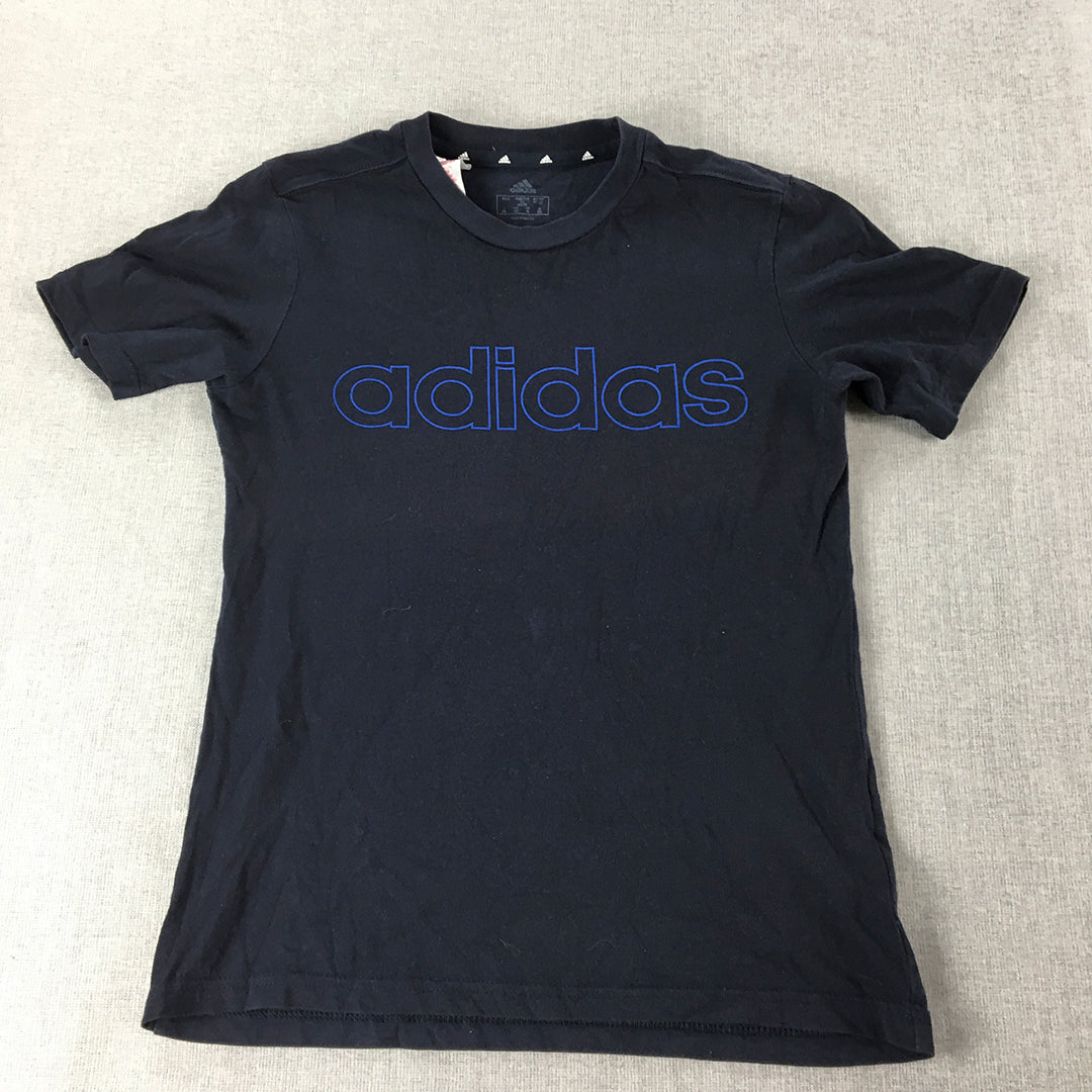 Adidas Kids Boys T-Shirt Youth Size M (11 - 12 Years) Navy Blue Big Logo Top