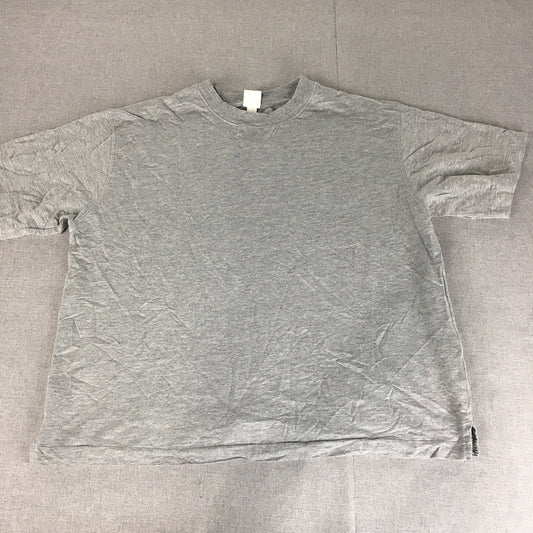 H&M Womens T-Shirt Size L Grey Short Sleeve Boxy Fit Crew Neck Top