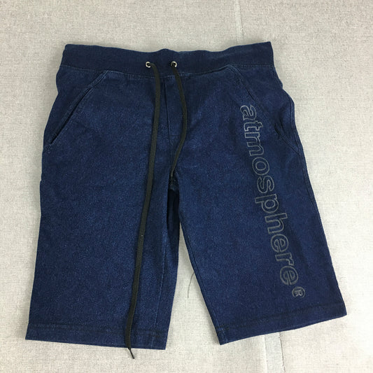 Atmosphere Womens Shorts Size 12 Blue Drawstring Logo Pockets Denim