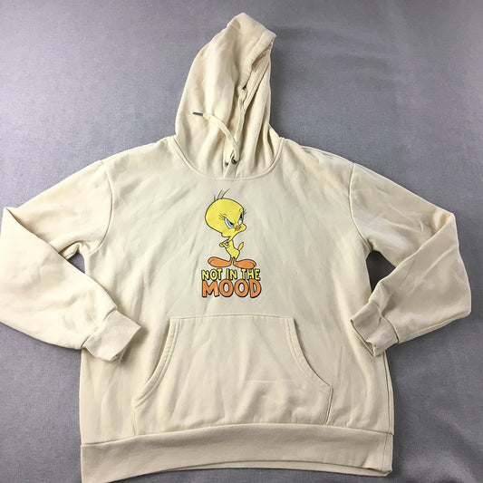 Tweety Bird Looney Tunes Hoodie Jumper Adult Size L Brown Pockets Sweater