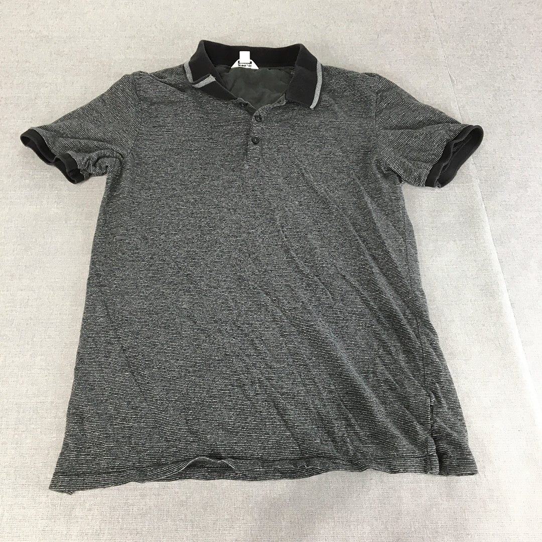 Calvin Klein Mens Polo Shirt Size M Slim Fit Black Striped Collared Rugby