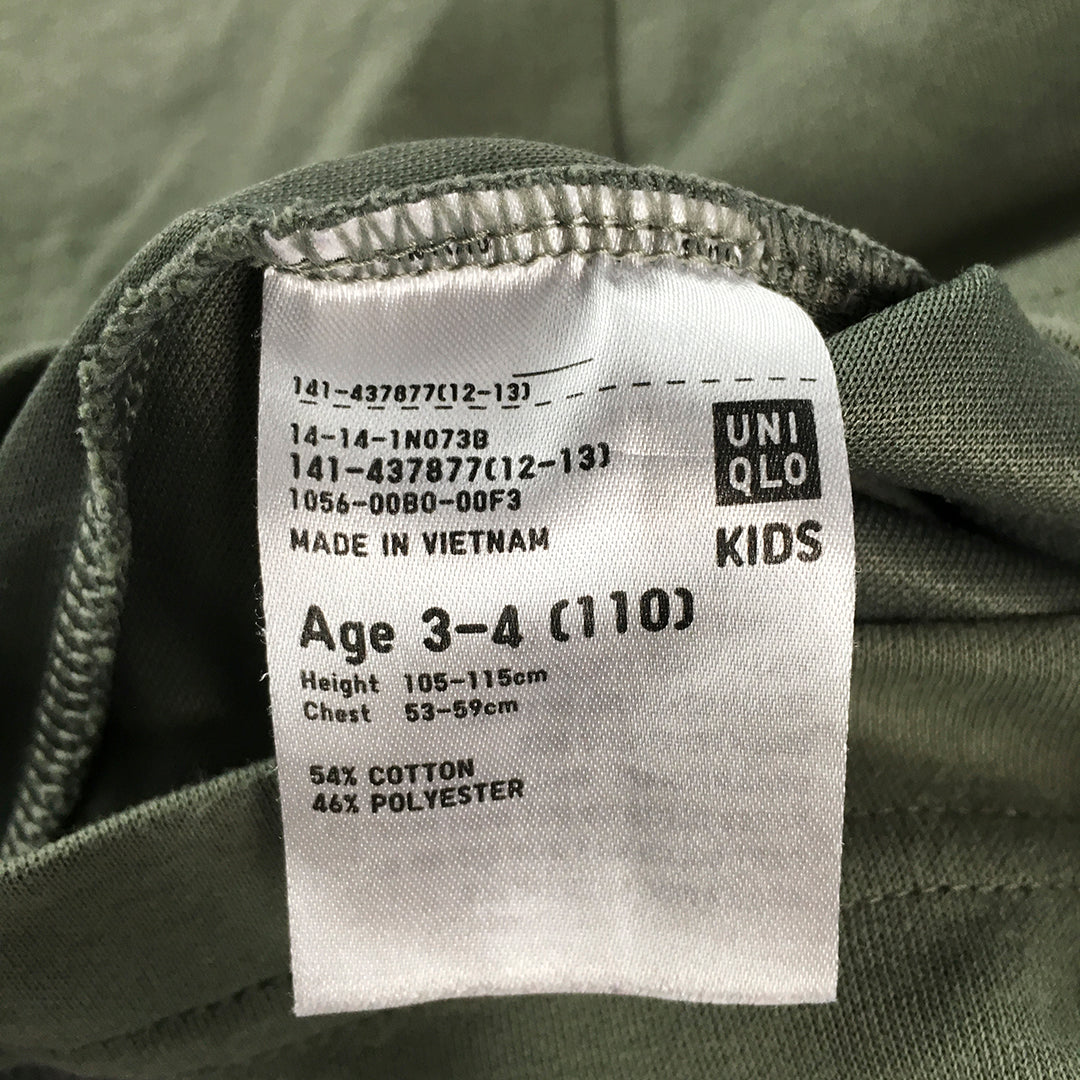 Uniqlo U Kids Boys T-Shirt Size 3 - 4 Years Khaki Green Pocket Short Sleeve Top