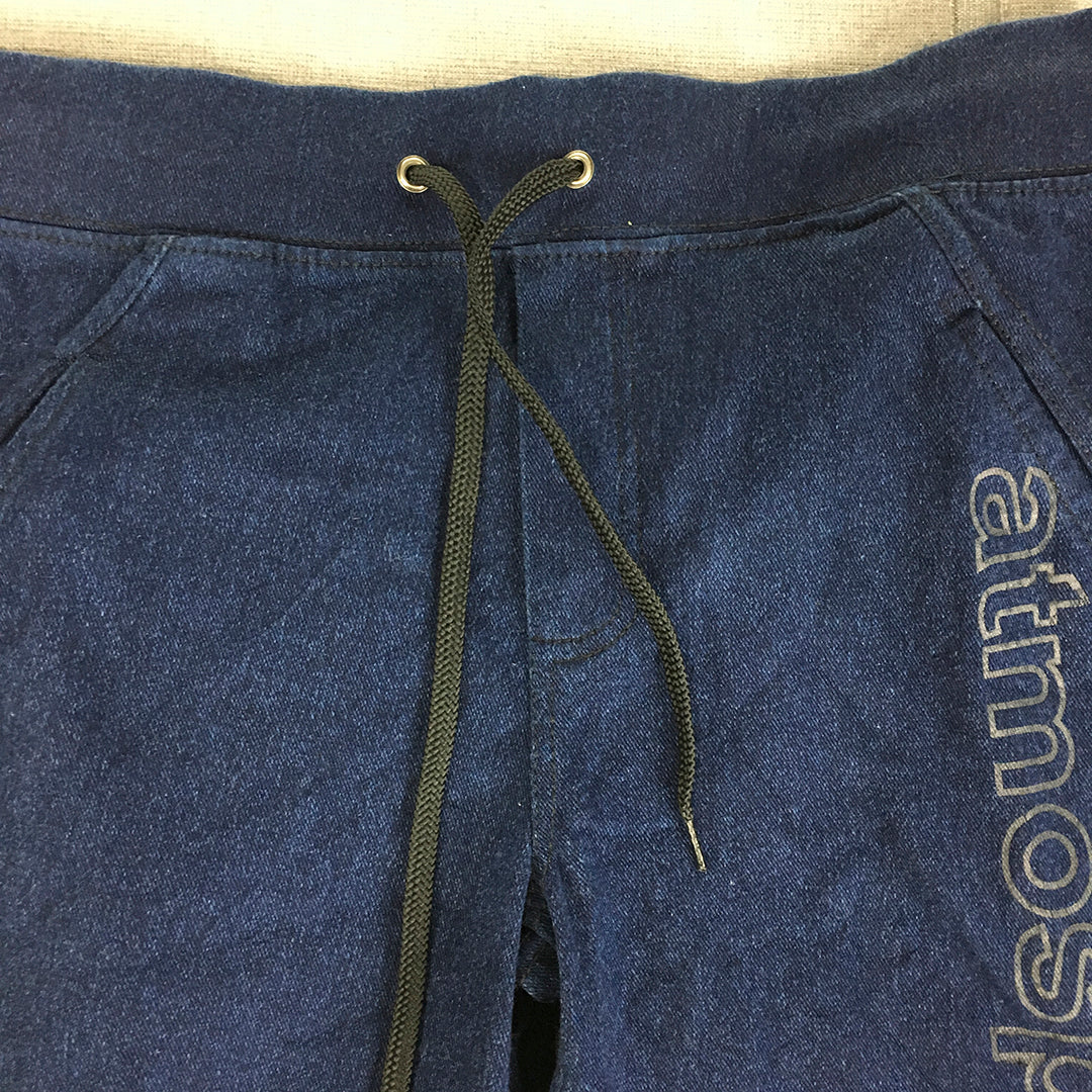 Atmosphere Womens Shorts Size 12 Blue Drawstring Logo Pockets Denim