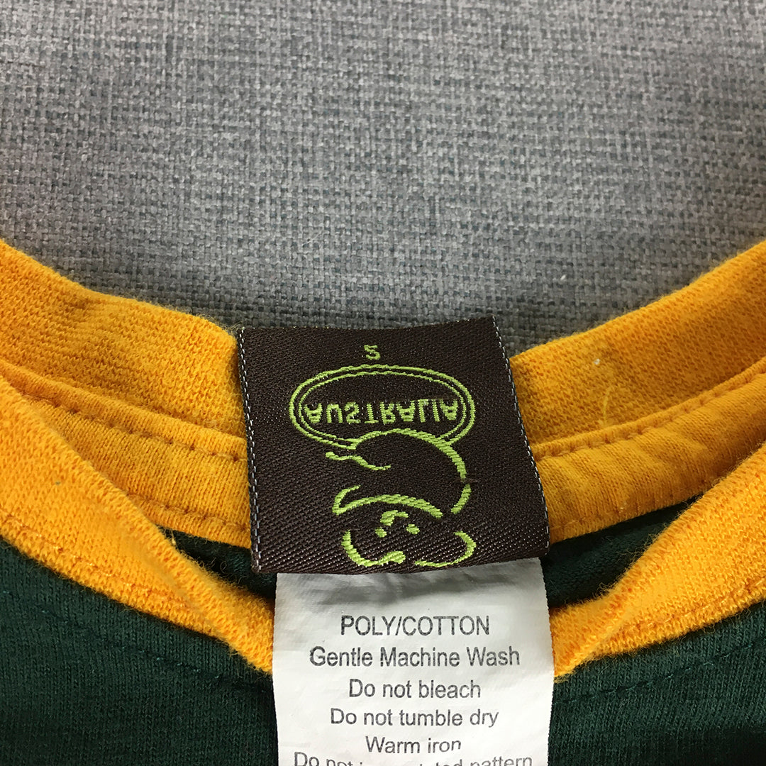 Australia Kids T-Shirt Size 2 Toddler Green Yellow Embroidered Crest