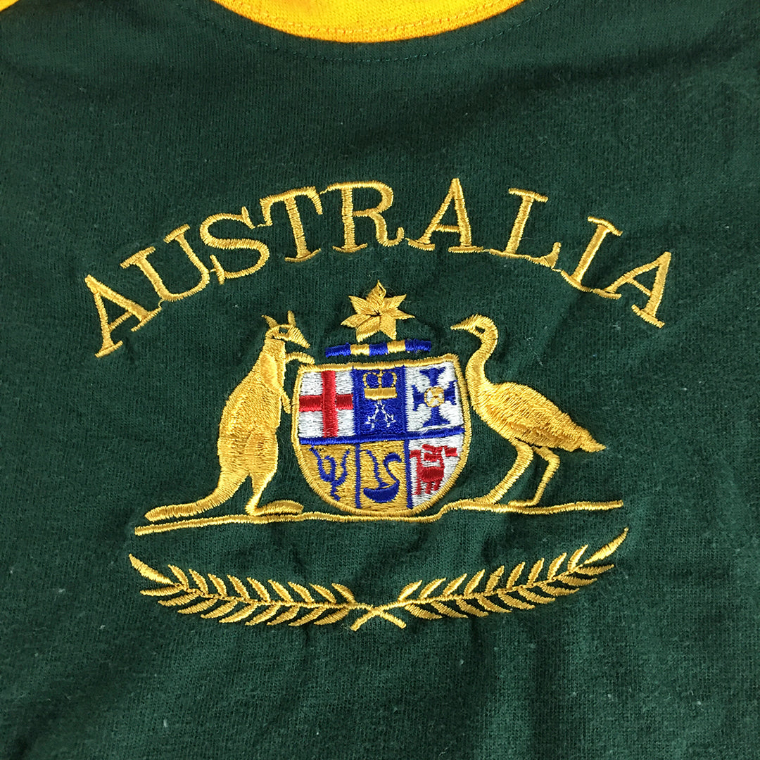 Australia Kids T-Shirt Size 2 Toddler Green Yellow Embroidered Crest