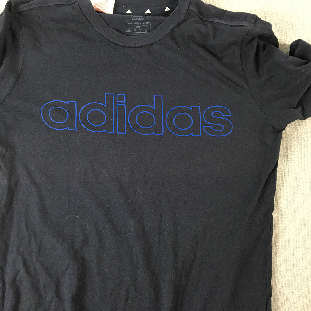 Adidas Kids Boys T-Shirt Youth Size M (11 - 12 Years) Navy Blue Big Logo Top