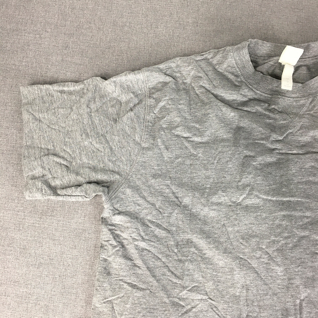 H&M Womens T-Shirt Size L Grey Short Sleeve Boxy Fit Crew Neck Top