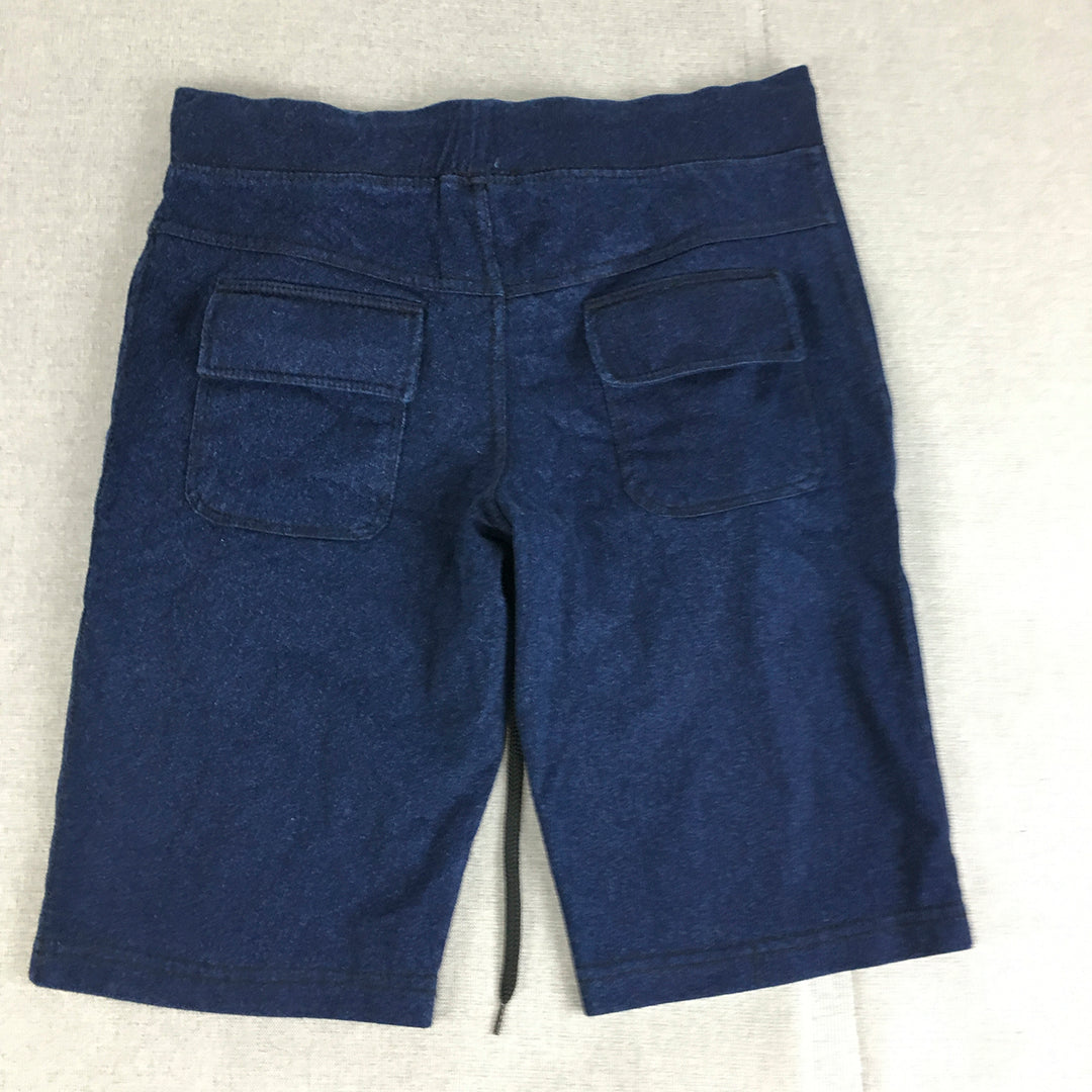 Atmosphere Womens Shorts Size 12 Blue Drawstring Logo Pockets Denim