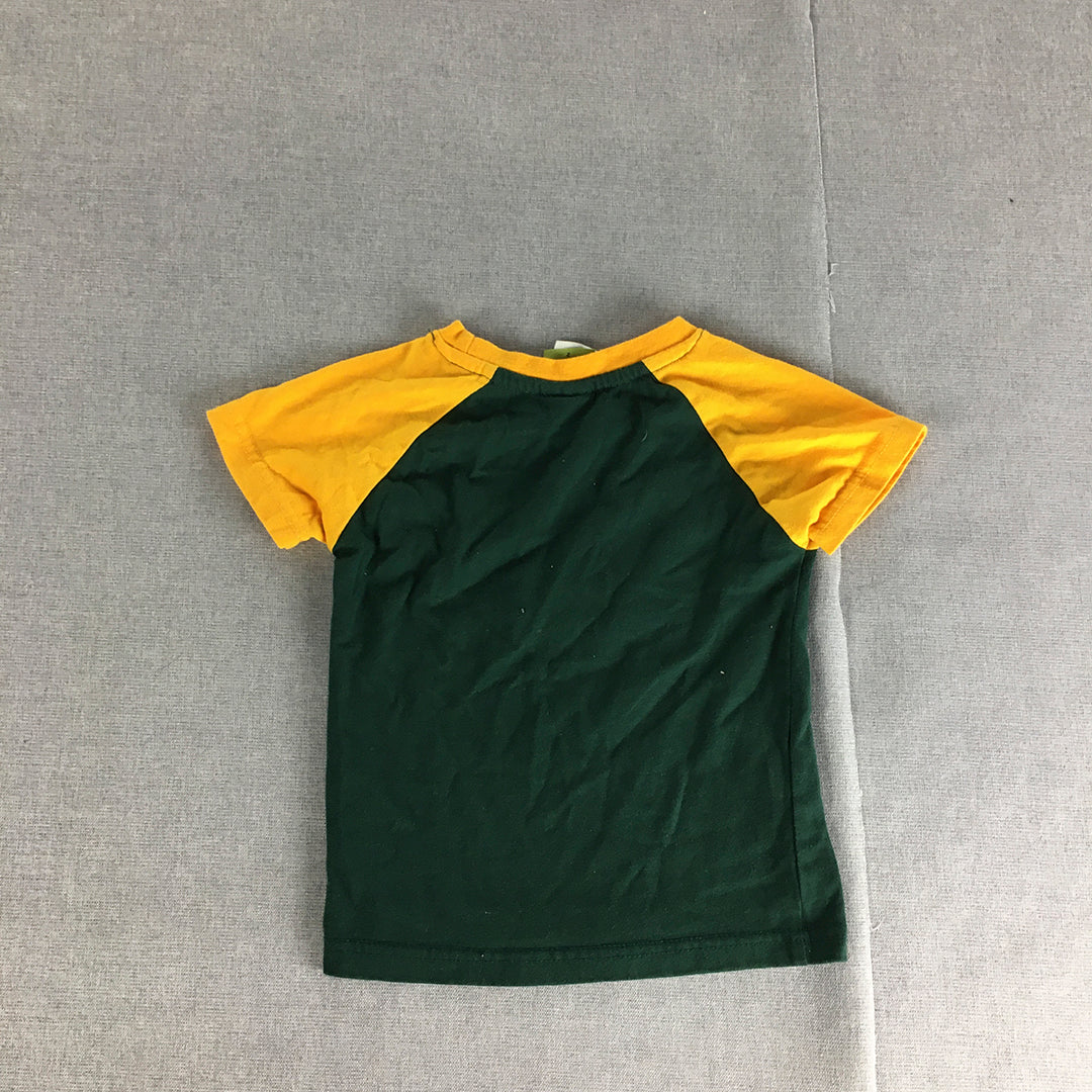 Australia Kids T-Shirt Size 2 Toddler Green Yellow Embroidered Crest