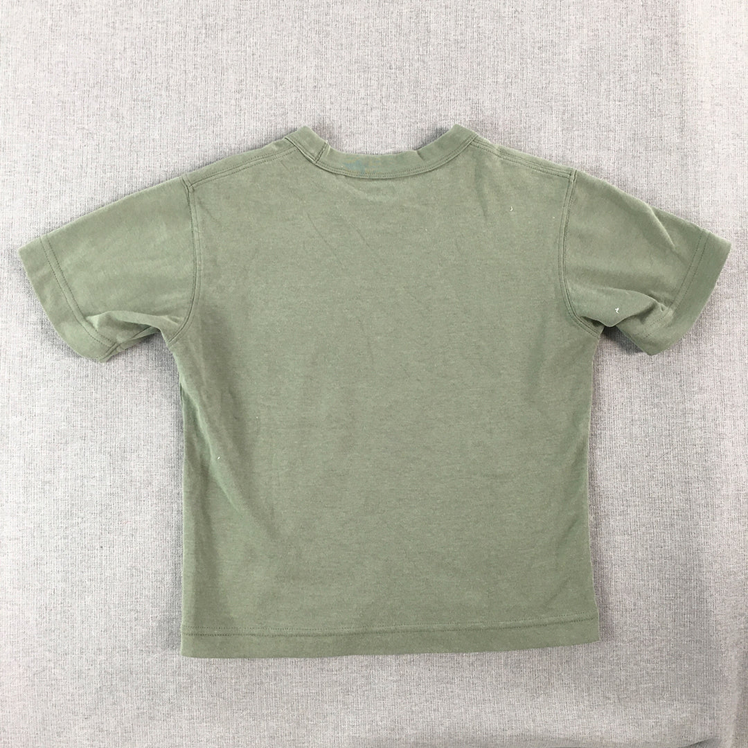 Uniqlo U Kids Boys T-Shirt Size 3 - 4 Years Khaki Green Pocket Short Sleeve Top