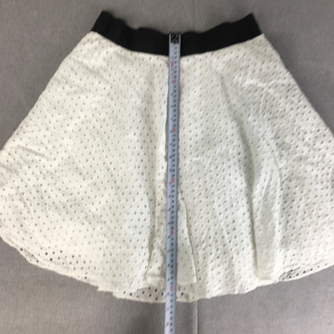 Code Womens Mini Skirt Size 30 White Elastic Waist A-Line