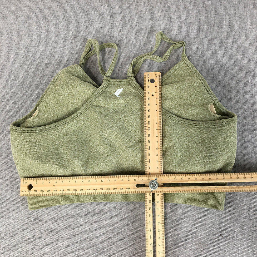 Oner Active Womens Cropped Top Size S Khaki Green Sports Bra