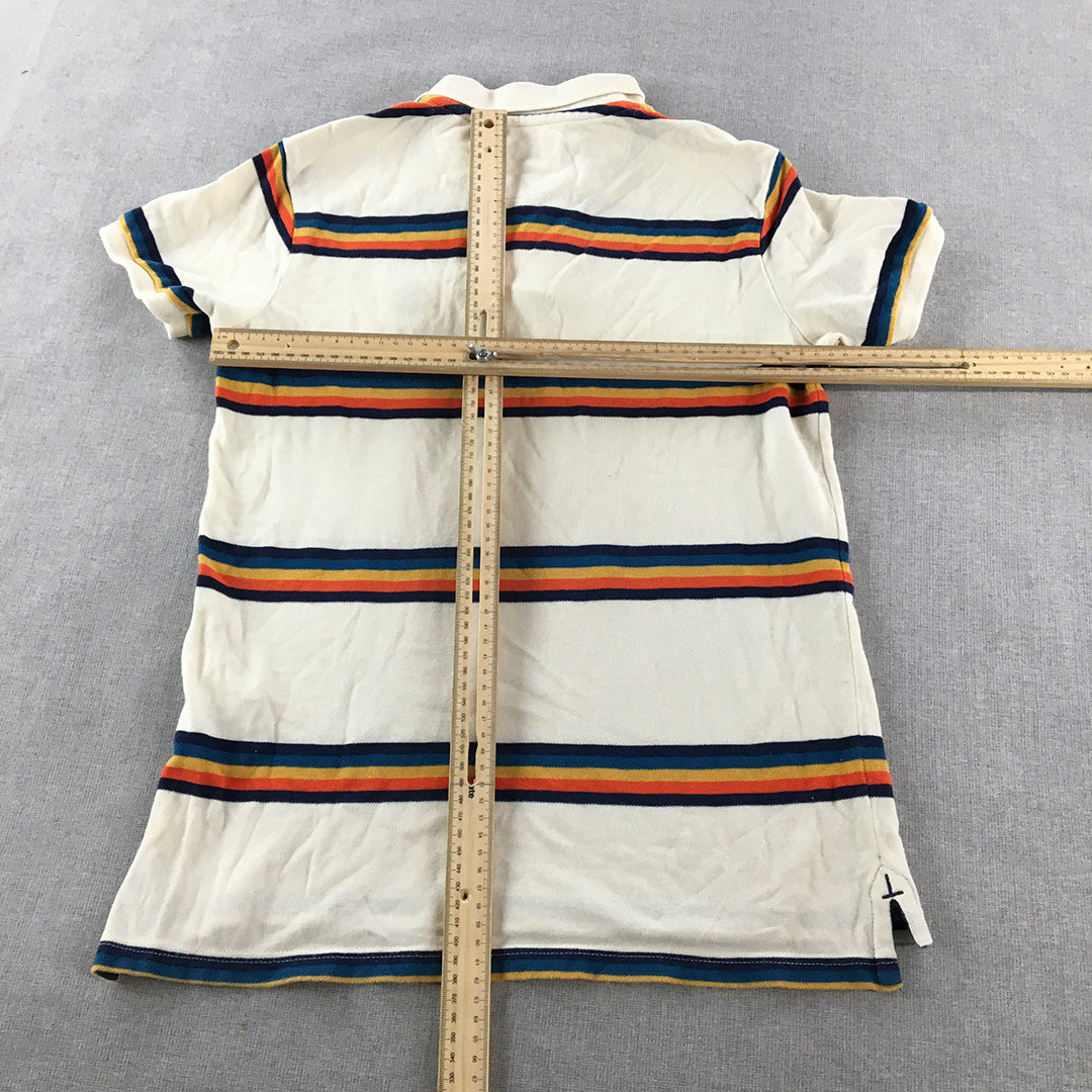 U.S. Polo Assn Kids Boys Shirt Youth Size L (10 - 12 Years) White Striped Rugby