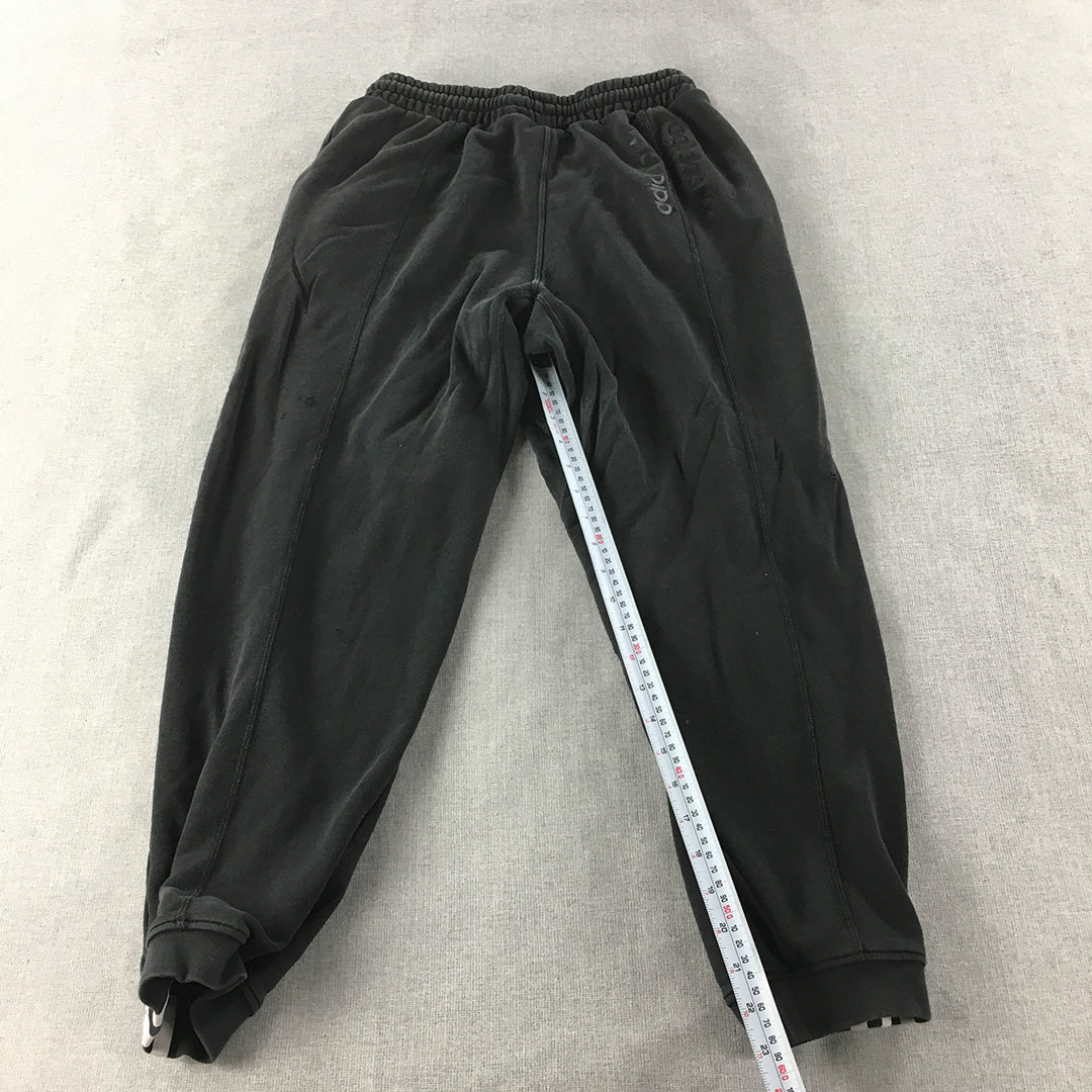 Adidas Womens Tracksuit Pants Size 12 Black Logo Drawstring Jogger