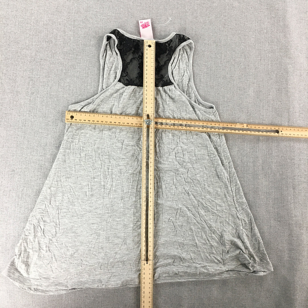 Miss Understood Kids Girls Tank Top Size 14 Grey Love Heart Birds Sleeveless