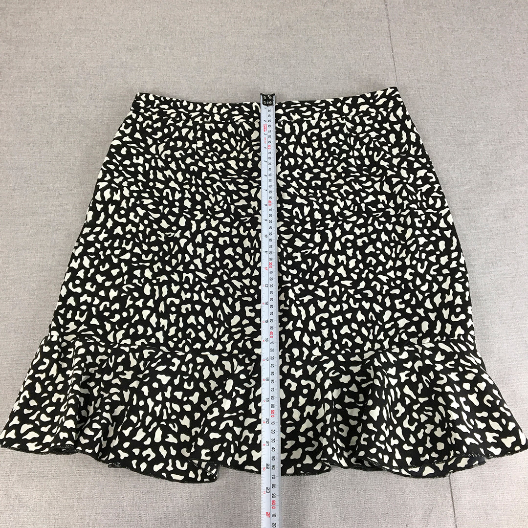 Atmos & Here Womens Mini Skirt Size 14 Black Dot A-Line