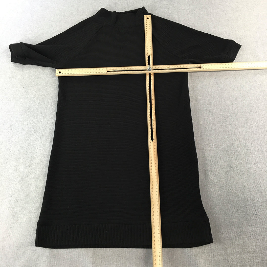 French Connection Womens Shirt Dress Size 6 Black 1/2 Length Sleeves Stretch