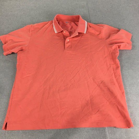 Uniqlo Mens Polo Shirt Size XL Coral Pink Short Sleeve Collared Rugby