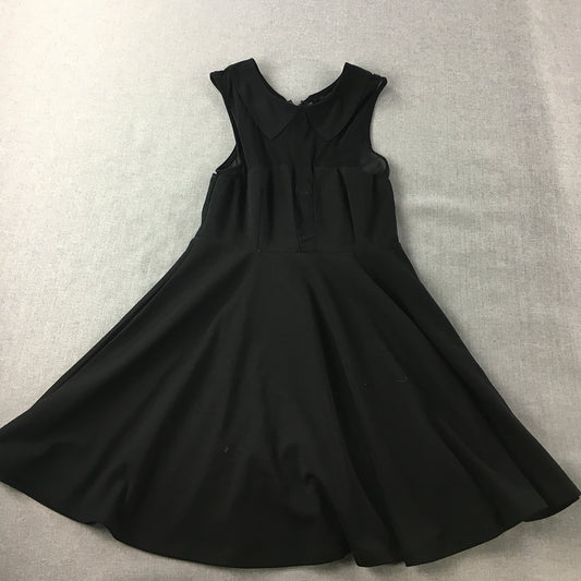 Paradisco Womens Mini Dress Size 8 Black Fit & Flare Sleeveless Pleated