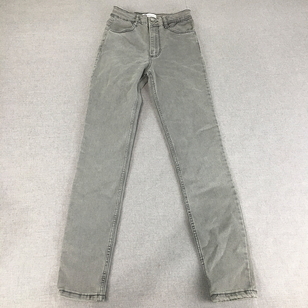 Zara Womens Skinny Jeans Size 2 Grey Pockets Stretch Light Wash Denim